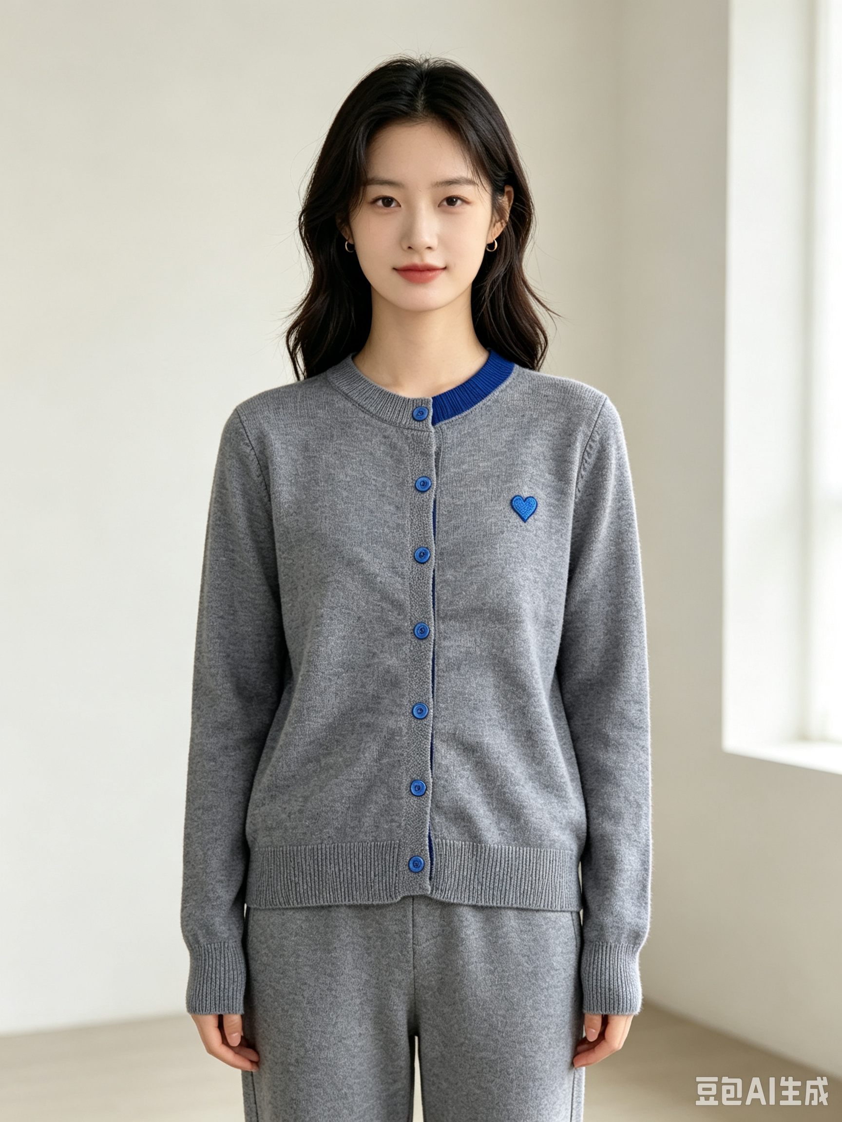 Heart icon knit cardigan