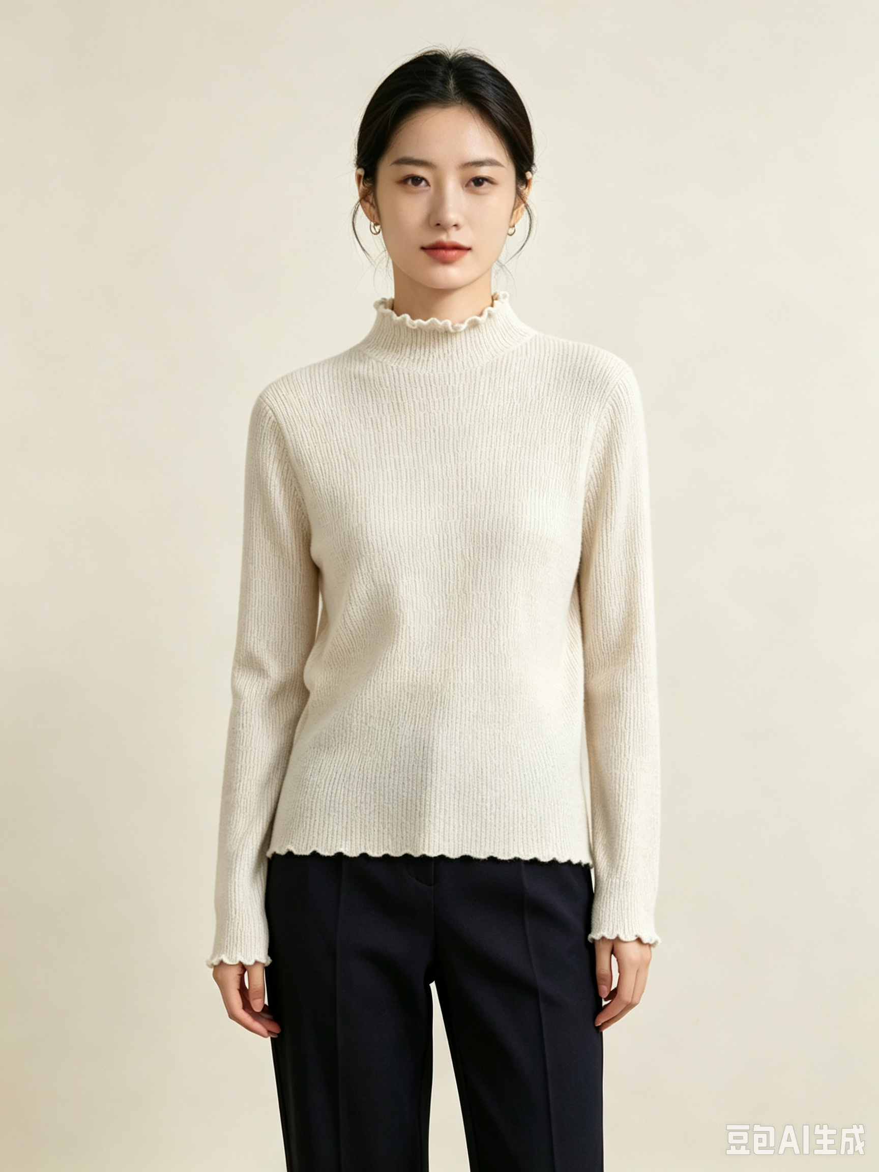 Plain Knit with Frilled Lined Back