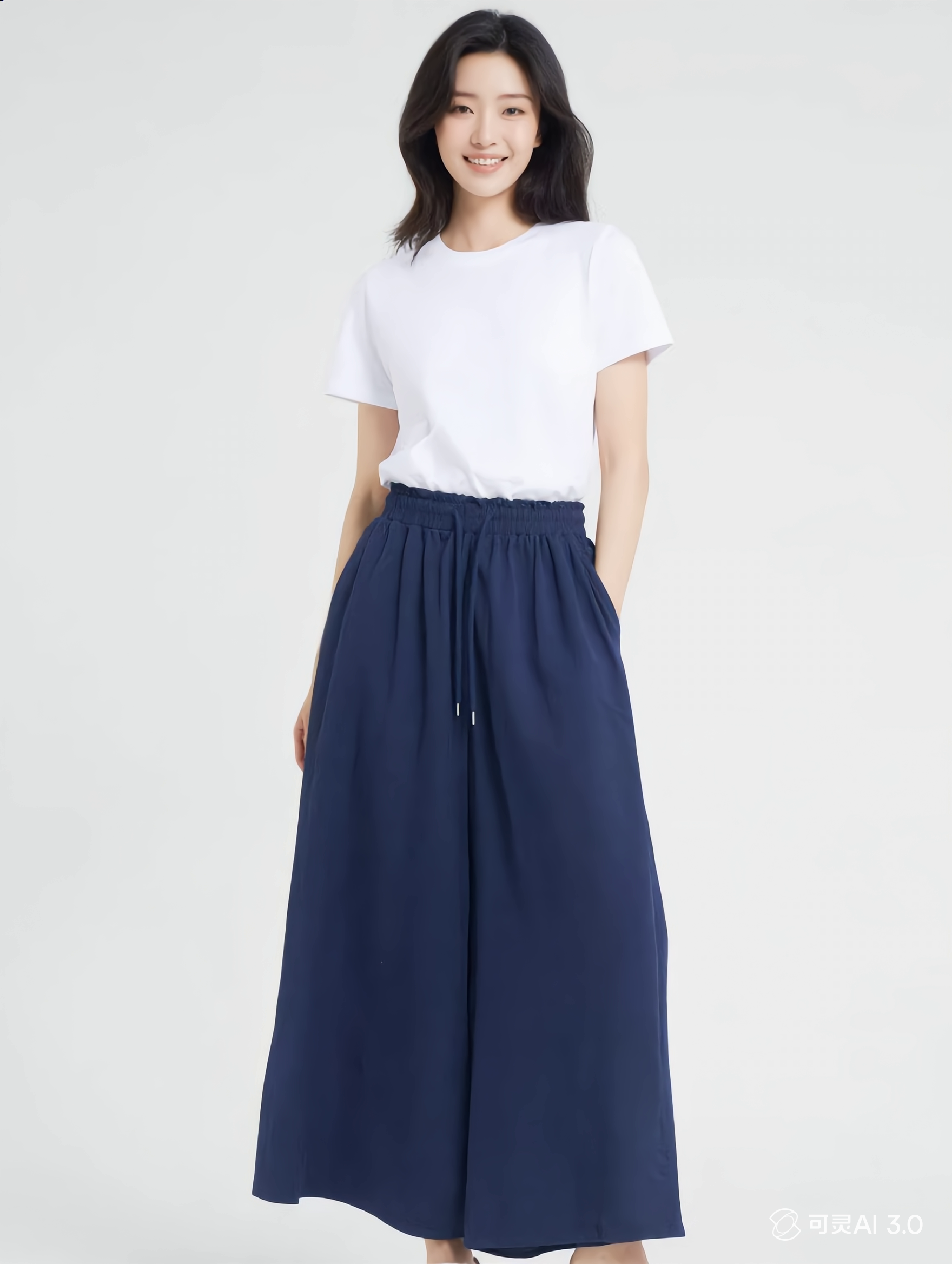 Elastic Waist Wide-Leg Pants