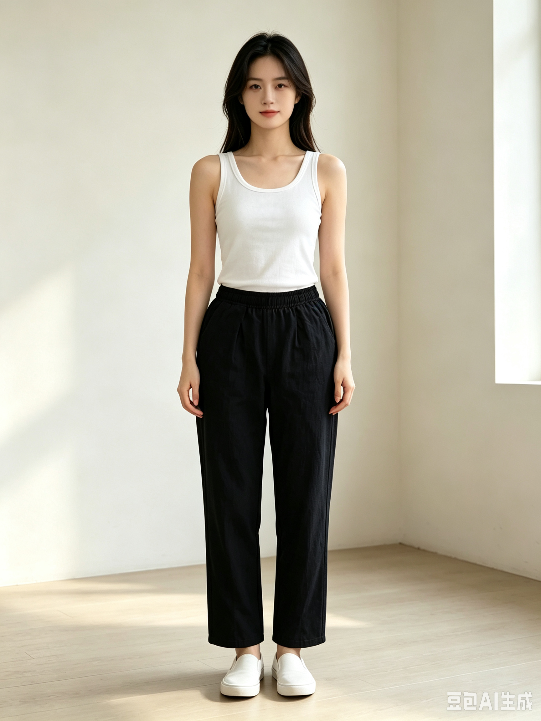 Elastic Waist Slim Pants