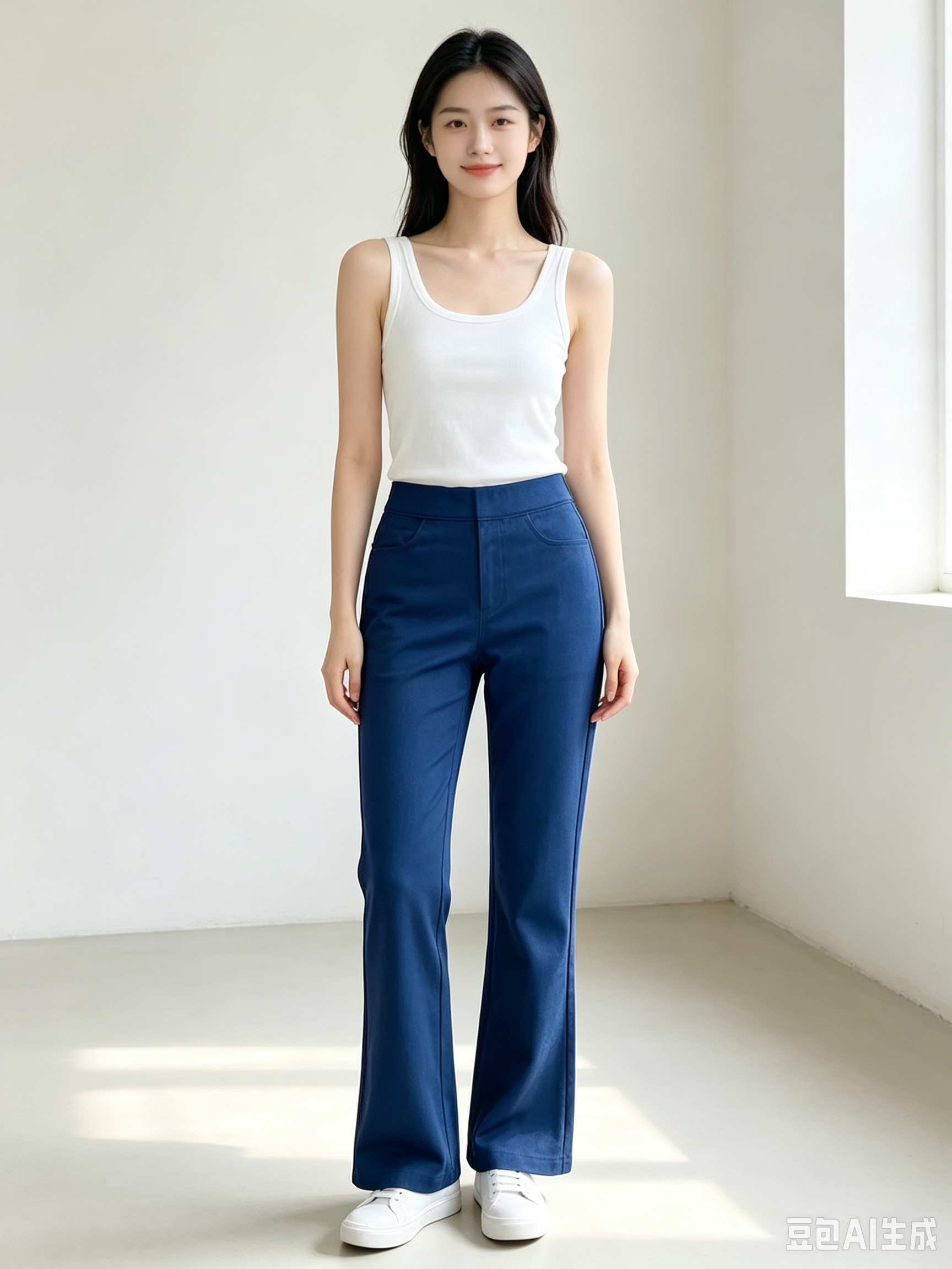Elastic Waist Straight Pants